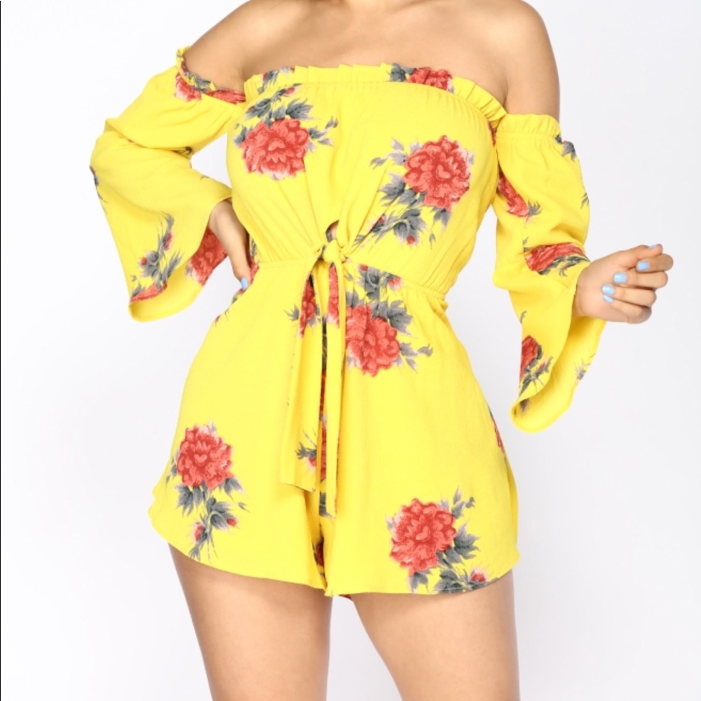 Yellow floral romper